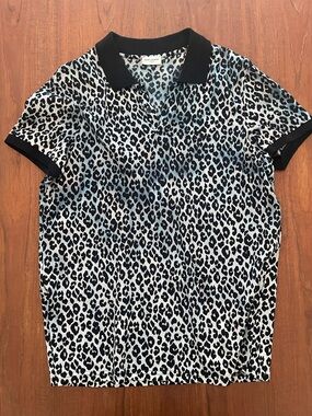 Saint Laurent leopard print polo shirt XXL